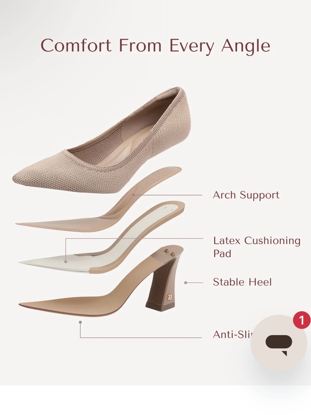Cosy Island SerenTouch Pointed Toe Heeled Pump Beige Knit | Size 9 - Picture 2 of 5